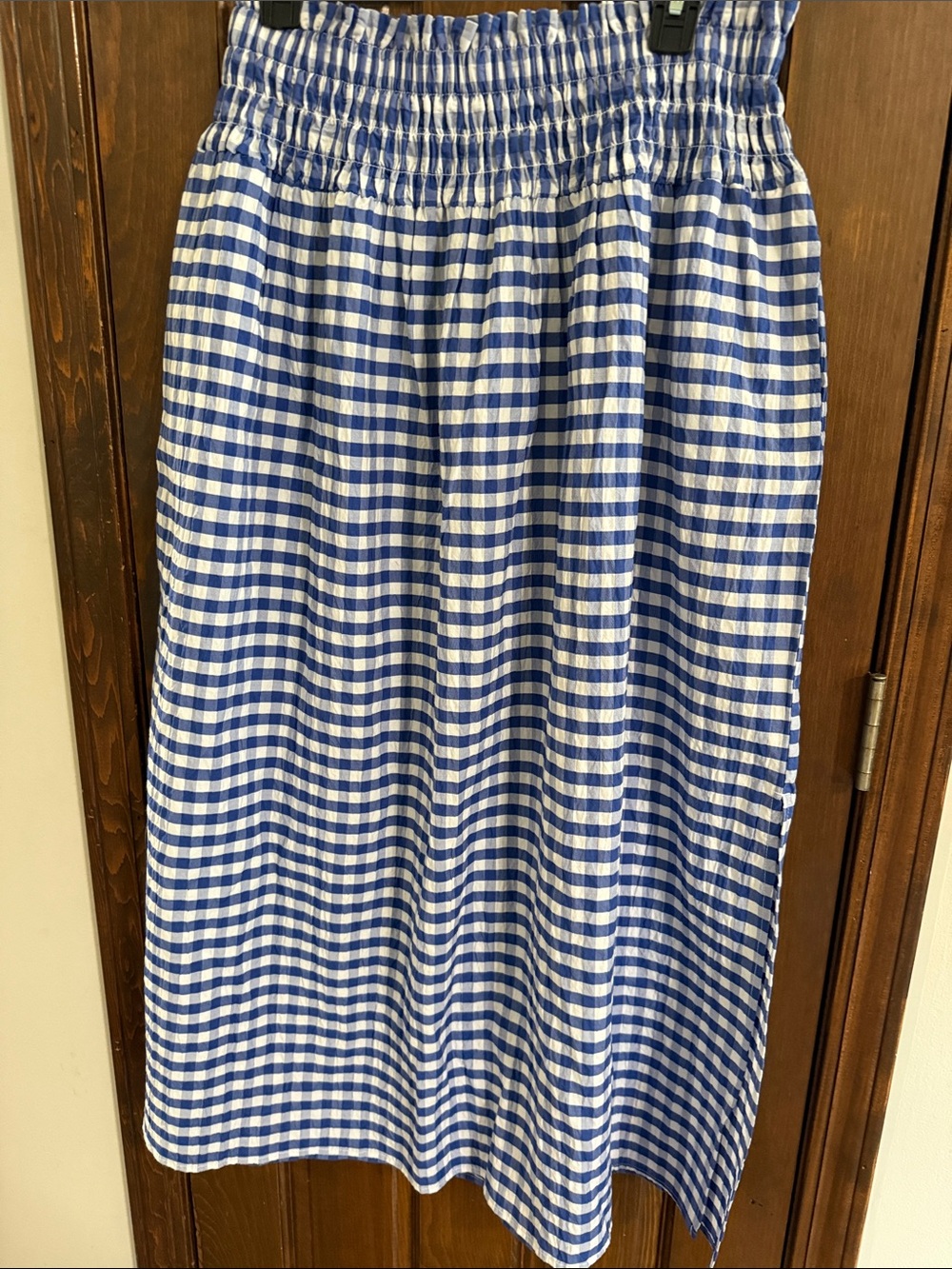 Universal Thread Blue and White Gingham Smocked Maxi Skirt